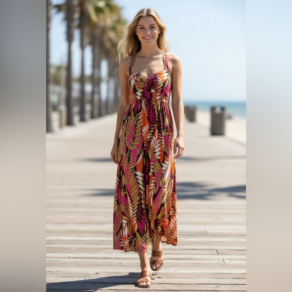 NWT Madison Leigh Tropical Maxi Dress Women’s Retro-Style Sleeveless ~ Sz 16 - Picture 7 of 7